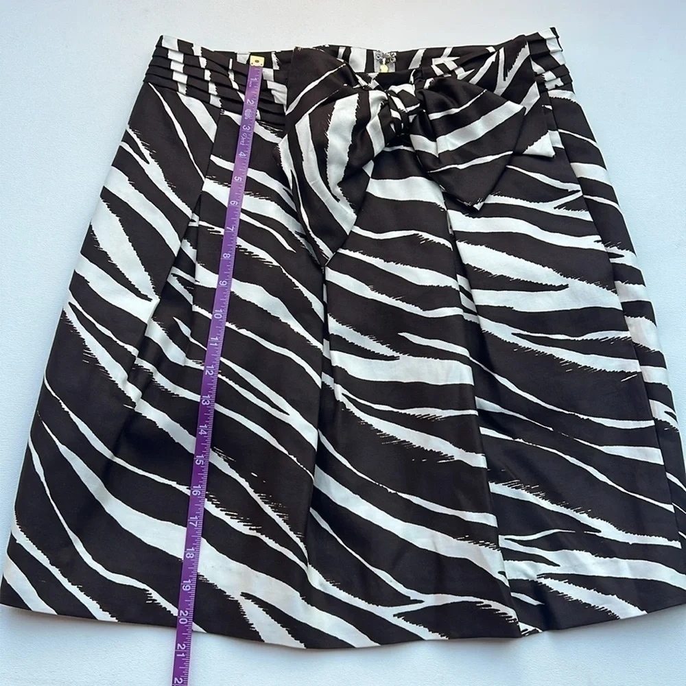 Kate Spade‎ Kolette Bow-Waist Zebra Print Skirt edgy fun office eclectic size 8